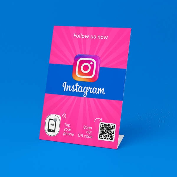 Instagram NFC stand with QR code for instant profile engagement