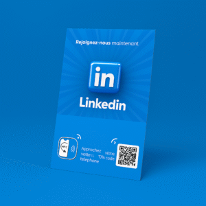 LinkedIn NFC stand with QR code for professional networking