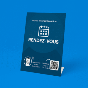 NFC appointment stand with QR code for instant service booking