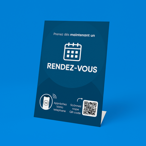 NFC appointment stand with QR code for instant service booking