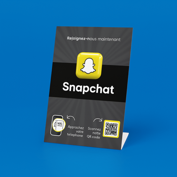 Snapchat NFC stand with QR code for instant profile access