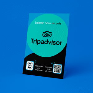 Tripadvisor NFC stand with QR code for fast customer reviews