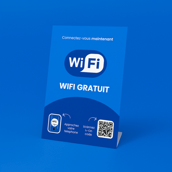 Wi-Fi NFC stand with QR code for instant internet access in cafés, salons, and shops