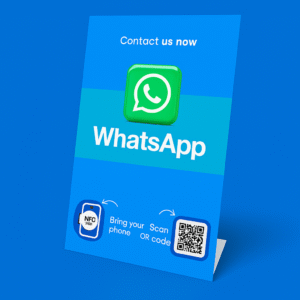 WhatsApp NFC card stand - Tap to Chat - Blue background